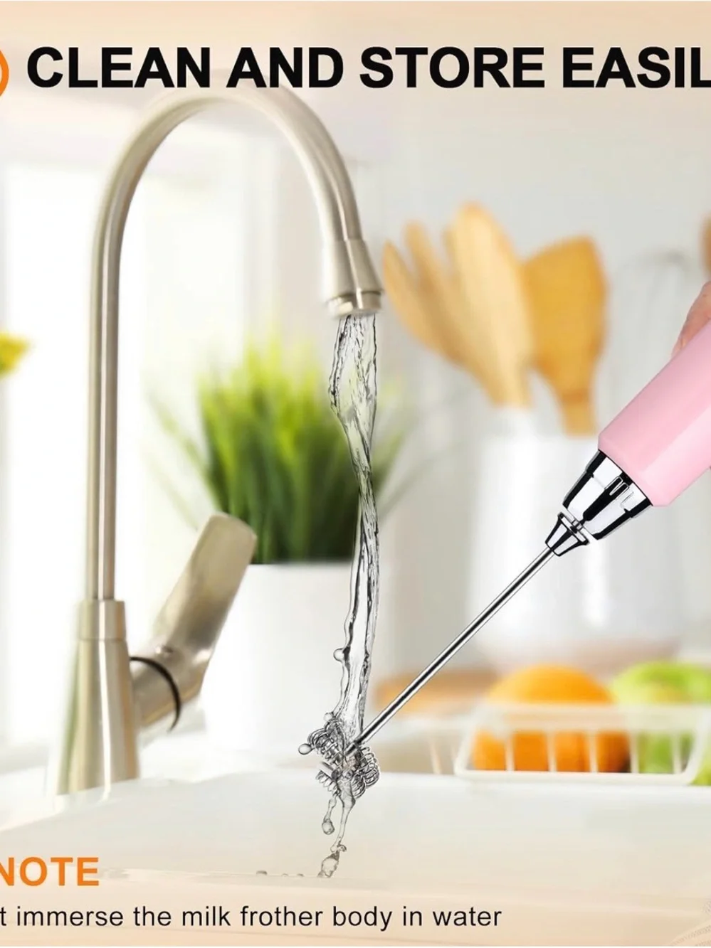 Rechargeable Milk Frother Pink | 3-Speed | USB-C | Stand Included 🌸